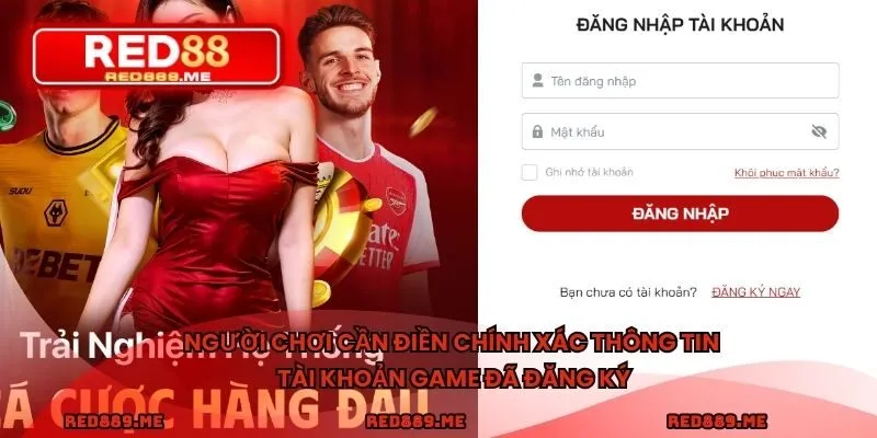 Người chơi cần điền chính xác thông tin tài khoản game đã đăng ký