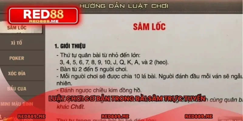 Luật chơi cơ bản trong bài sâm trực tuyến