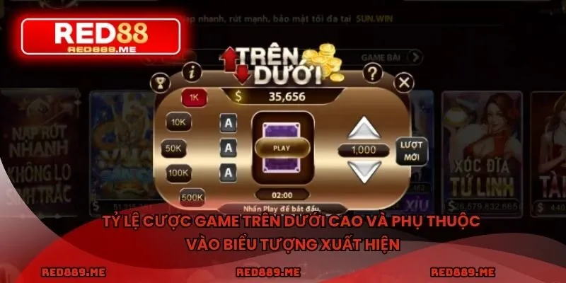 Tỷ lệ cược game trên dưới cao và phụ thuộc vào biểu tượng xuất hiện